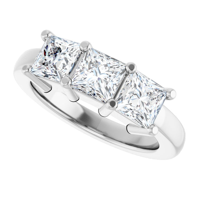 10K Gold Square Natural Diamond Three-Stone Anniversary Band – 9/10–3 1/8 CTW - White Gold - view 5