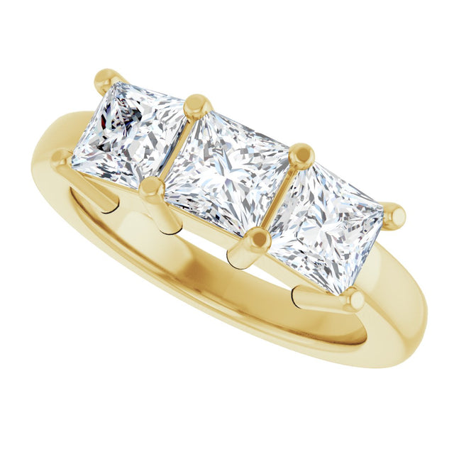 10K Gold Square Lab-Grown Diamond Three-Stone Anniversary Band – 1 1/6–4 1/5 CTW - Yellow Gold - view 5