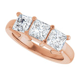 10K Gold Square Natural Diamond Three-Stone Anniversary Band – 9/10–3 1/8 CTW - Rose Gold - view 5