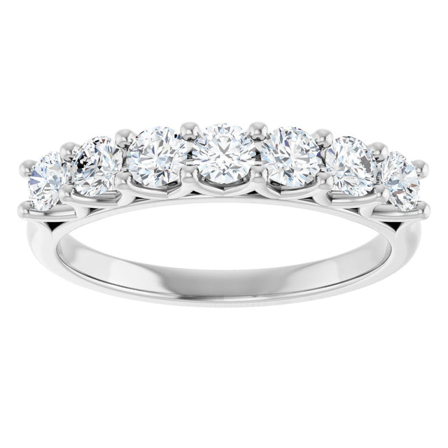 Platinum Round Natural Diamond Share-Prong Seven-Stone Anniversary Band – 1/10–5/8 CTW - view 3