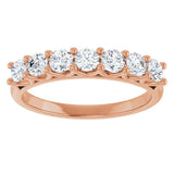14K Gold Round Natural Diamond Share-Prong Seven-Stone Anniversary Band – 1/10–5/8 CTW - Rose Gold - view 3