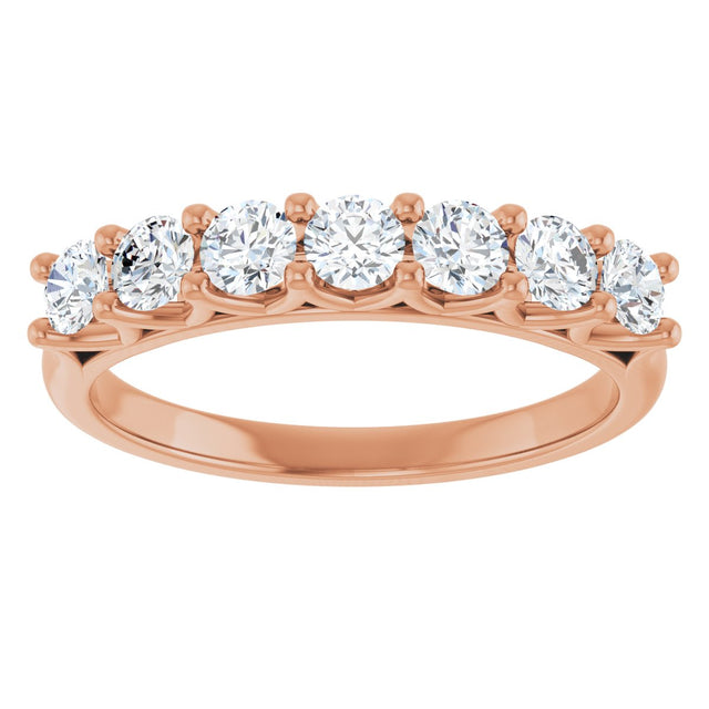14K Gold Round Natural Diamond Share-Prong Seven-Stone Anniversary Band – 1/10–5/8 CTW - Rose Gold - view 3
