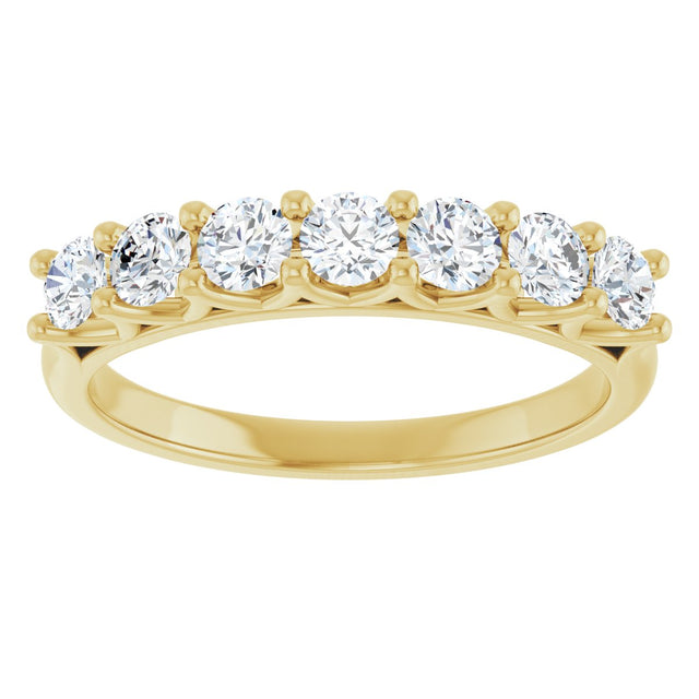14K Gold Round Lab-Grown Diamond Share-Prong Seven-Stone Anniversary Band – 3/8–1 1/3 CTW - Yellow Gold - view 3