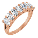 14K Gold Oval Lab-Grown Diamond Share-Prong Seven-Stone Anniversary Band – 5x3 mm Stones - Rose Gold