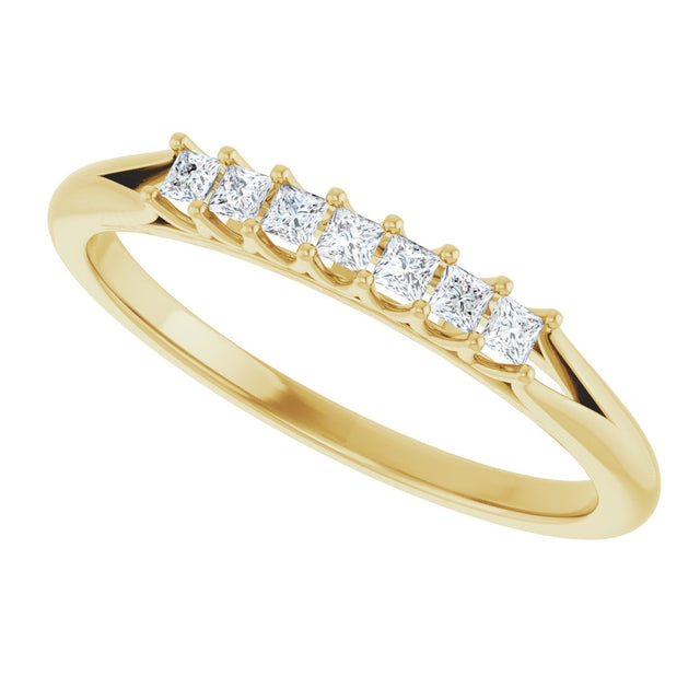 14K Gold Square Natural Diamond Share-Prong Seven-Stone Anniversary Band – 1/6–1 1/8 CTW - Yellow Gold - view 5