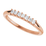 14K Gold Square Natural Diamond Share-Prong Seven-Stone Anniversary Band – 1/6–1 1/8 CTW - Rose Gold - view 5
