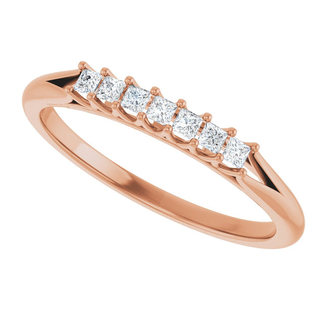 14K Gold Square Natural Diamond Share-Prong Seven-Stone Anniversary Band – 1/6–1 1/8 CTW - Rose Gold - view 5