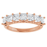 14K Gold Square Natural Diamond Share-Prong Seven-Stone Anniversary Band – 1 3/8–1 3/4 CTW - Rose Gold - view 3