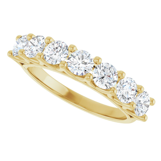 14K Gold Round Lab-Grown Diamond Share-Prong Seven-Stone Anniversary Band – 3/8–1 1/3 CTW - Yellow Gold - view 5