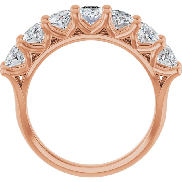 14K Gold Oval Natural Diamond Share-Prong Seven-Stone Anniversary Band – 2 1/2 CTW - Rose Gold - view 2