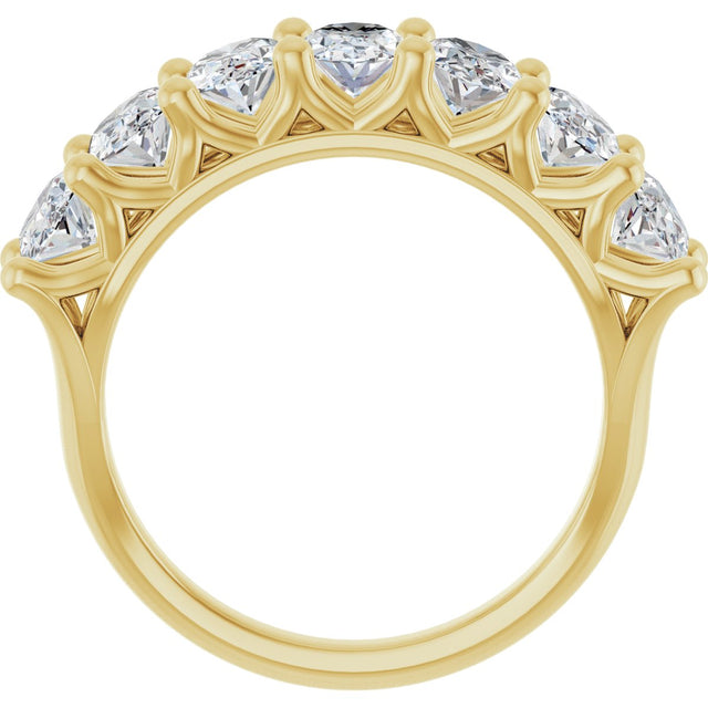 14K Gold Oval Lab-Grown Diamond Share-Prong Seven-Stone Anniversary Band – 6x4 mm Stones - Yellow Gold - view 2