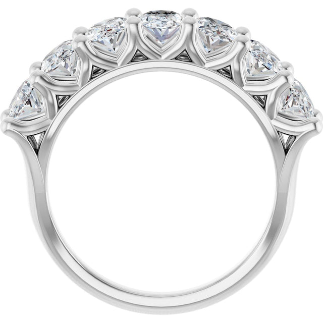 14K Gold Oval Natural Diamond Share-Prong Seven-Stone Anniversary Band – 2 1/2 CTW - White Gold - view 2