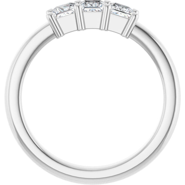 10K Gold Square Lab-Grown Diamond Three-Stone Anniversary Band – 1/5–7/8 CTW - White Gold - view 2