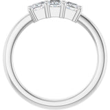 Platinum Square Natural Diamond Three-Stone Anniversary Band – 1/5–3/4 CTW - view 2
