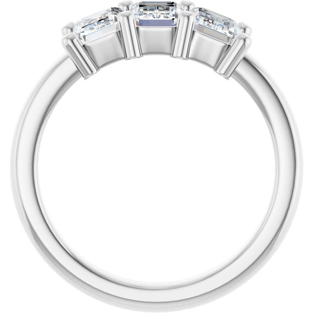 14K Gold Emerald Lab-Grown Diamond Three-Stone Anniversary Band – 1–1 3/4 CTW - White Gold - view 2