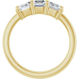 14K Gold Emerald Lab-Grown Diamond Three-Stone Anniversary Band – 1–1 3/4 CTW - Yellow Gold - view 2