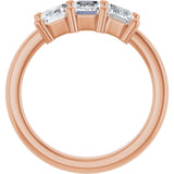 14K Gold Emerald Natural Diamond Three-Stone Anniversary Band – 1–1 3/4 CTW - Rose Gold - view 2