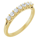 14K Gold Round Natural Diamond Share-Prong Seven-Stone Anniversary Band – 1/10–5/8 CTW - Yellow Gold