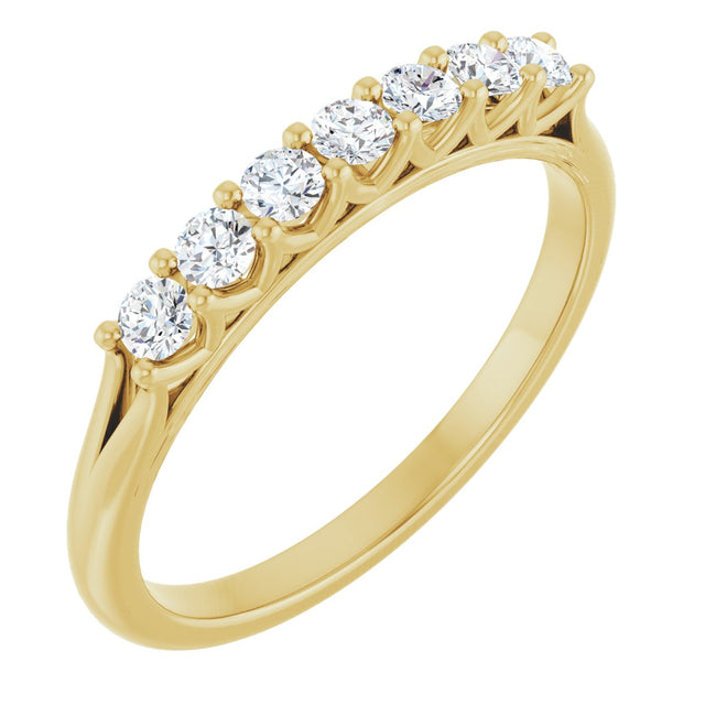 14K Gold Round Natural Diamond Share-Prong Seven-Stone Anniversary Band – 1/10–5/8 CTW - Yellow Gold