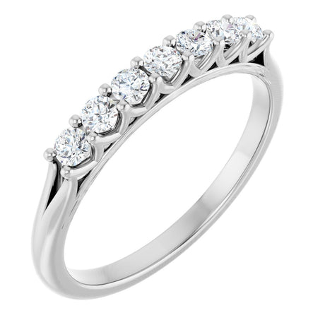 Platinum Round Natural Diamond Share-Prong Seven-Stone Anniversary Band – 1/10–5/8 CTW