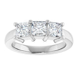 10K Gold Square Lab-Grown Diamond Three-Stone Anniversary Band – 1 1/6–4 1/5 CTW - White Gold - view 3