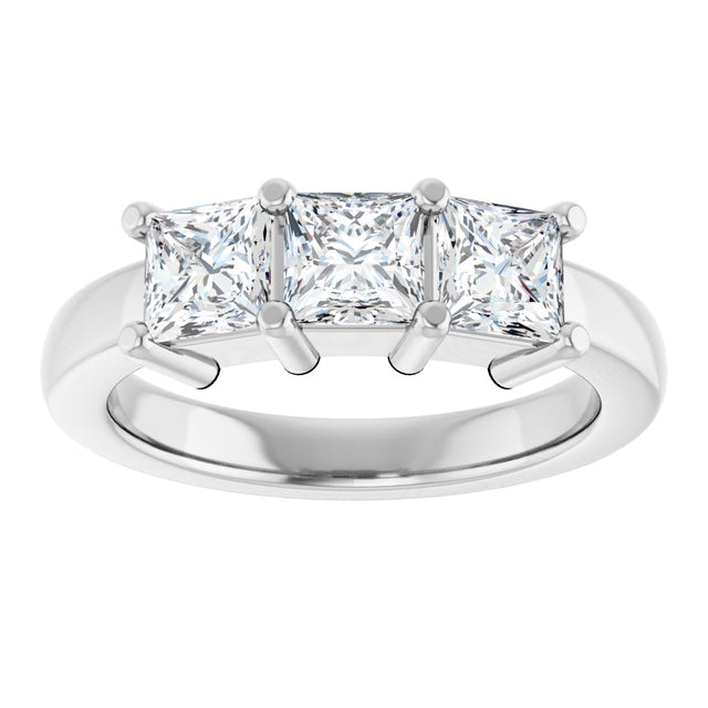 10K Gold Square Lab-Grown Diamond Three-Stone Anniversary Band – 1 1/6–4 1/5 CTW - White Gold - view 3