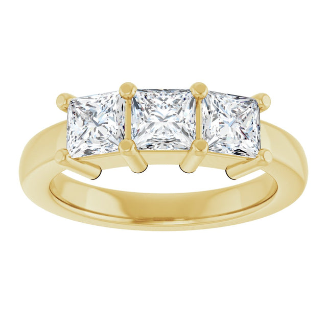 10K Gold Square Lab-Grown Diamond Three-Stone Anniversary Band – 1 1/6–4 1/5 CTW - Yellow Gold - view 3