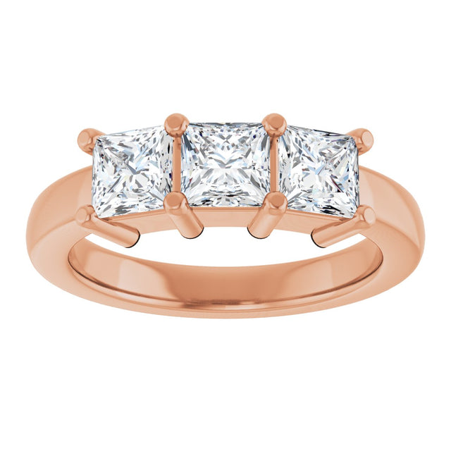 10K Gold Square Lab-Grown Diamond Three-Stone Anniversary Band – 1 1/6–4 1/5 CTW - Rose Gold - view 3