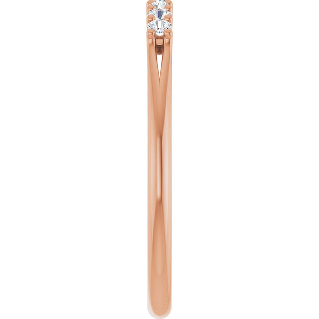 14K Gold Round Natural Diamond Share-Prong Seven-Stone Anniversary Band – 1/10–5/8 CTW - Rose Gold - view 4