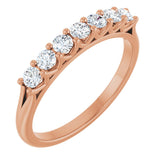 14K Gold Round Natural Diamond Share-Prong Seven-Stone Anniversary Band – 1/10–5/8 CTW - Rose Gold