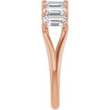 14K Gold Emerald Lab-Grown Diamond Share-Prong Seven-Stone Anniversary Band – 2 1/6–4 1/5 CTW - Rose Gold - view 4
