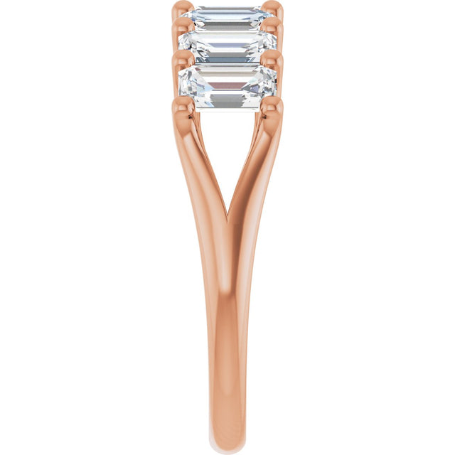 14K Gold Emerald Lab-Grown Diamond Share-Prong Seven-Stone Anniversary Band – 2 1/6–4 1/5 CTW - Rose Gold - view 4