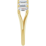 14K Gold Emerald Lab-Grown Diamond Share-Prong Seven-Stone Anniversary Band – 2 1/6–4 1/5 CTW - Yellow Gold - view 4