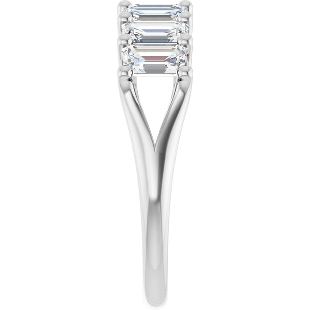 Platinum Emerald Lab-Grown Diamond Share-Prong Seven-Stone Anniversary Band – 2 1/6–4 1/5 CTW - view 4