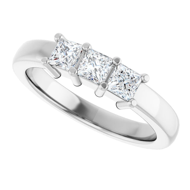 10K Gold Square Lab-Grown Diamond Three-Stone Anniversary Band – 1/5–7/8 CTW - White Gold - view 5
