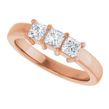 10K Gold Square Natural Diamond Three-Stone Anniversary Band – 1/5–3/4 CTW - Rose Gold - view 5