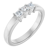 14K Gold Square Natural Diamond Three-Stone Anniversary Band – 1/5–3/4 CTW - White Gold