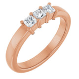 14K Gold Square Natural Diamond Three-Stone Anniversary Band – 1/5–3/4 CTW - Rose Gold