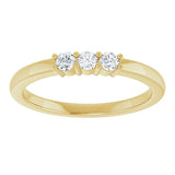 14K Gold Round Natural Diamond Three-Stone Anniversary Band – 1/6–1/3 CTW - Yellow Gold - view 3