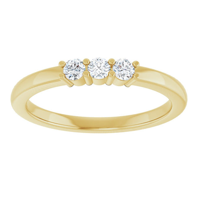14K Gold Round Natural Diamond Three-Stone Anniversary Band – 1/6–1/3 CTW - Yellow Gold - view 3