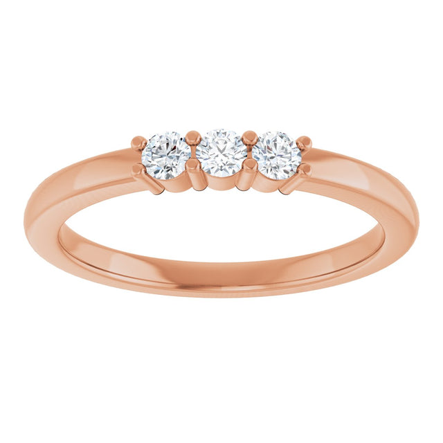 14K Gold Round Natural Diamond Three-Stone Anniversary Band – 1/6–1/3 CTW - Rose Gold - view 3
