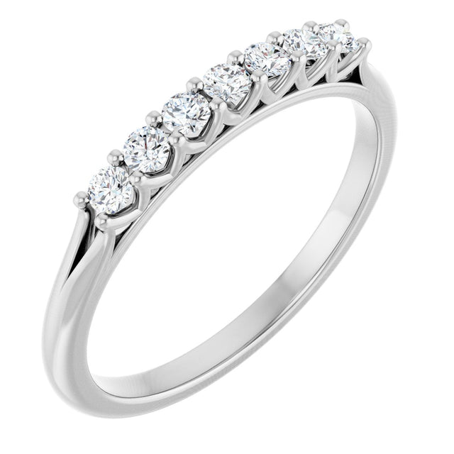Platinum Round Natural Diamond Share-Prong Seven-Stone Anniversary Band – 1/10–5/8 CTW