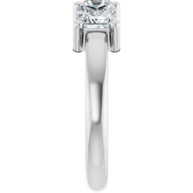 10K Gold Square Lab-Grown Diamond Three-Stone Anniversary Band – 1 1/6–4 1/5 CTW - White Gold - view 4