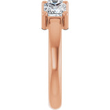 10K Gold Square Natural Diamond Three-Stone Anniversary Band – 9/10–3 1/8 CTW - Rose Gold - view 4