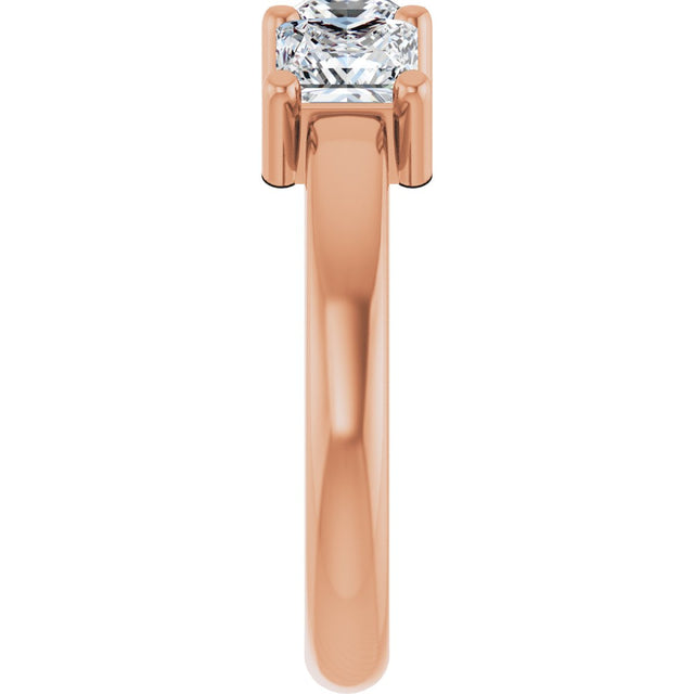 10K Gold Square Natural Diamond Three-Stone Anniversary Band – 9/10–3 1/8 CTW - Rose Gold - view 4