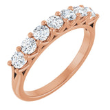 14K Gold Round Natural Diamond Share-Prong Seven-Stone Anniversary Band – 1/10–5/8 CTW - Rose Gold