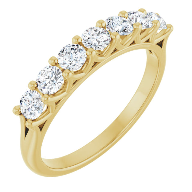 14K Gold Round Lab-Grown Diamond Share-Prong Seven-Stone Anniversary Band – 3/8–1 1/3 CTW - Yellow Gold