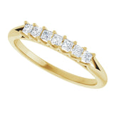 14K Gold Square Natural Diamond Share-Prong Seven-Stone Anniversary Band – 1/6–1 1/8 CTW - Yellow Gold - view 5