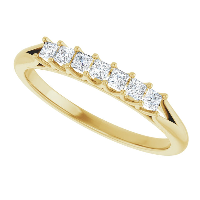 14K Gold Square Natural Diamond Share-Prong Seven-Stone Anniversary Band – 1/6–1 1/8 CTW - Yellow Gold - view 5