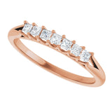 14K Gold Square Natural Diamond Share-Prong Seven-Stone Anniversary Band – 1/6–1 1/8 CTW - Rose Gold - view 5